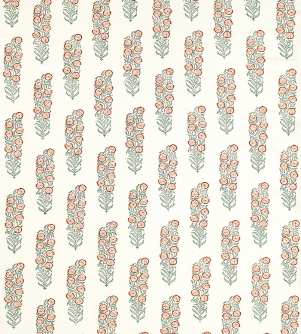 Sanganeri Block Print Fabric by Zoffany Tuscan Pink/Eau de Nil