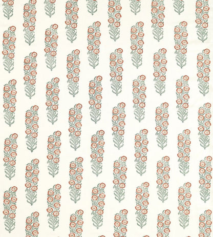 Sanganeri Block Print Fabric by Zoffany Tuscan Pink/Eau de Nil