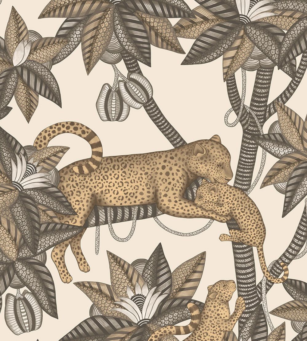 Satara Wallpaper by Cole & Son Soot & Metallic Gold on Linen