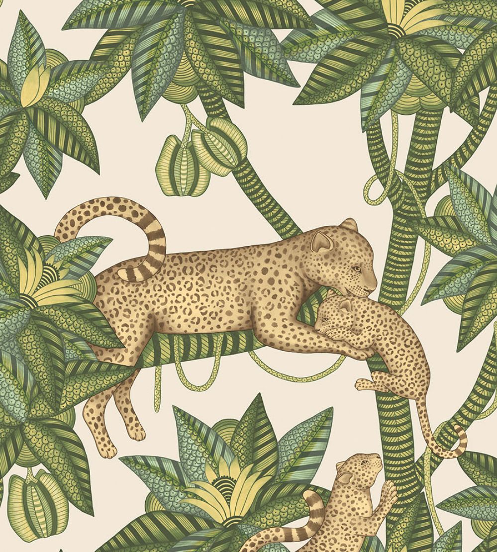 Satara Wallpaper by Cole & Son Spring Green & Sand on Linen