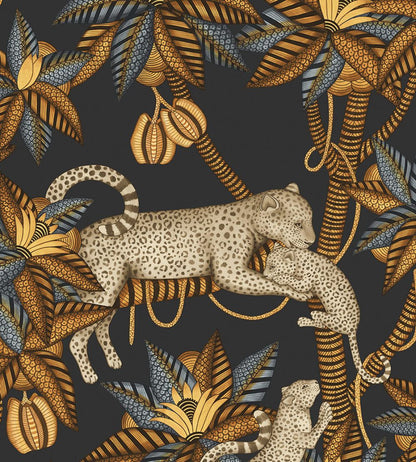 Satara Wallpaper by Cole & Son Burnt Orange & Sand on Black