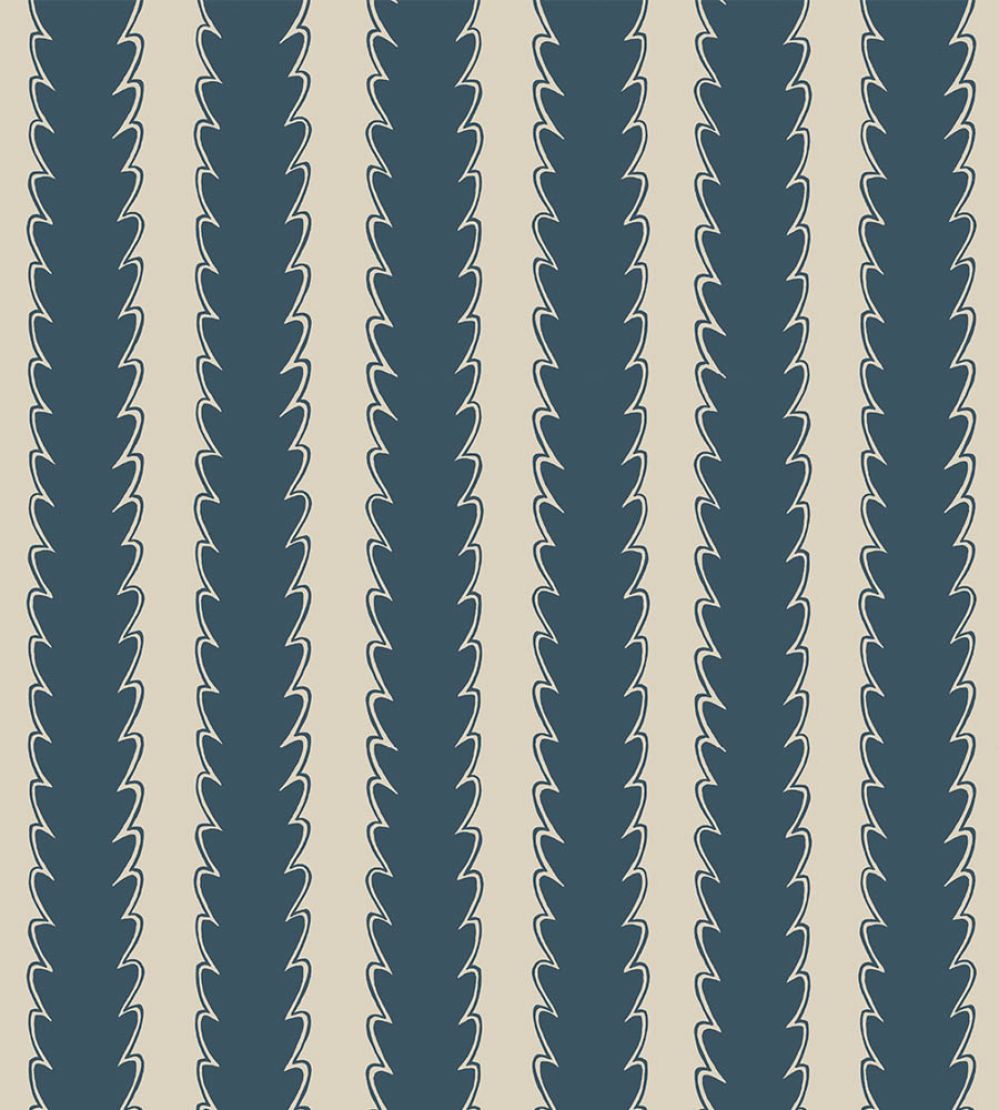 Scallop Stripe Wallpaper by Josephine Munsey Beakster Blue/Edge Sand