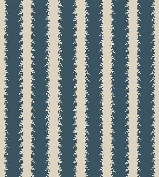 Scallop Stripe Wallpaper by Josephine Munsey Beakster Blue/Edge Sand