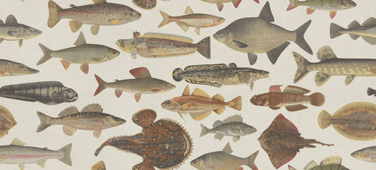 Scandinavian Fish Beige mural by Sandberg
