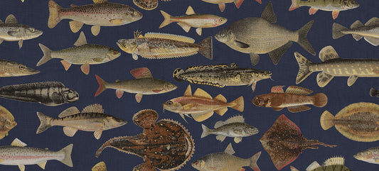 Scandinavian Fish Dark Blue mural by Sandberg