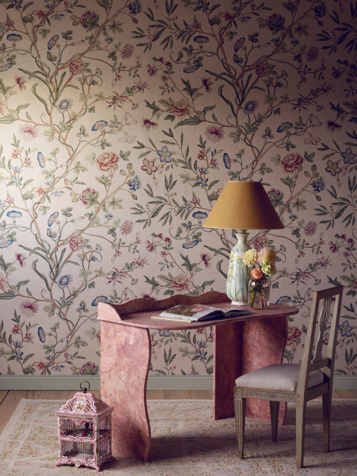 Sceaux Nacre Wallpaper by Pierre Frey shown in a room setting (view 1)