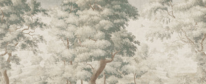 Scenic Tapestry Light Green mural by Rebel Walls