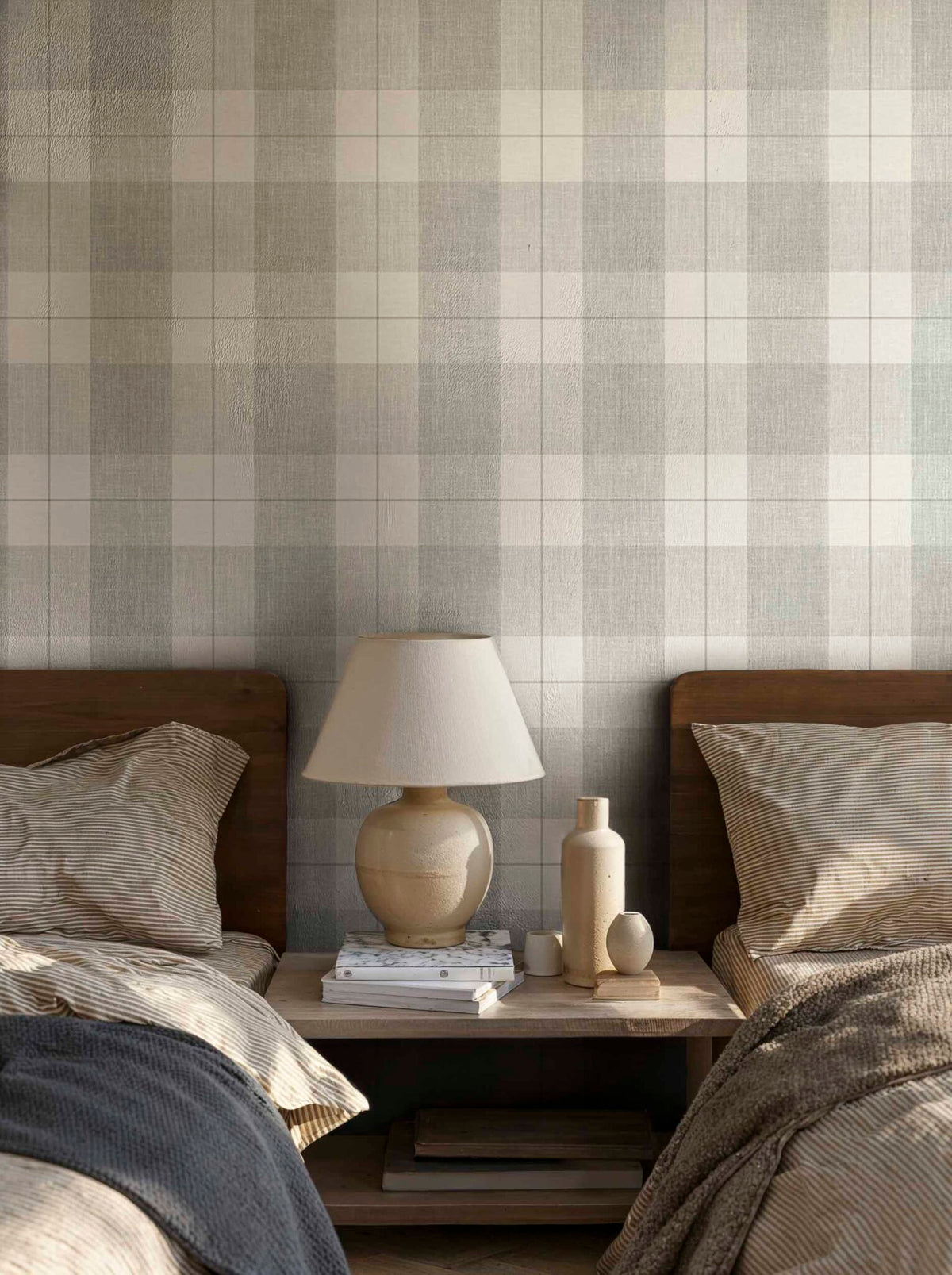 Scoticus contract wallcovering by Coordonné in White/Grey 64960508, shown in a styled room