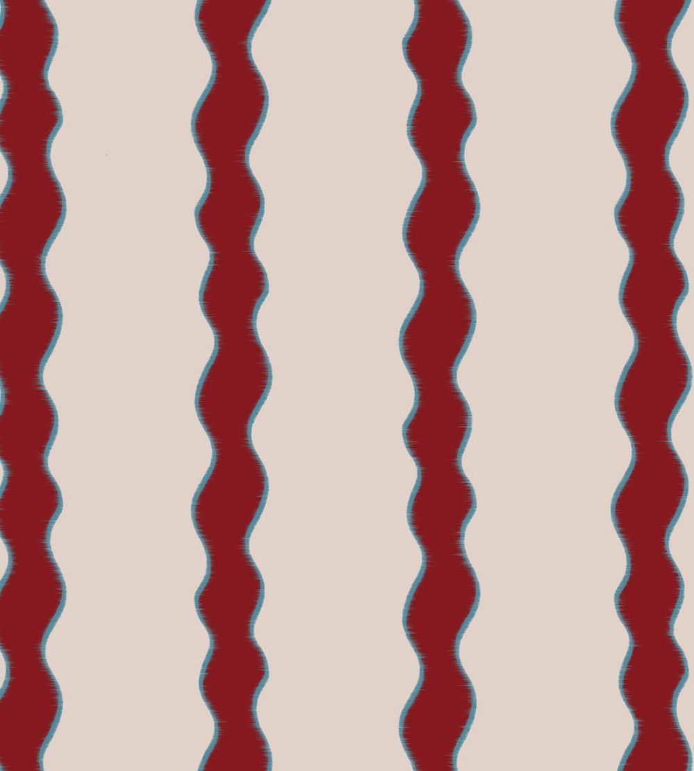 Scroll Stripe Fabric by Parker & Jules Crimson