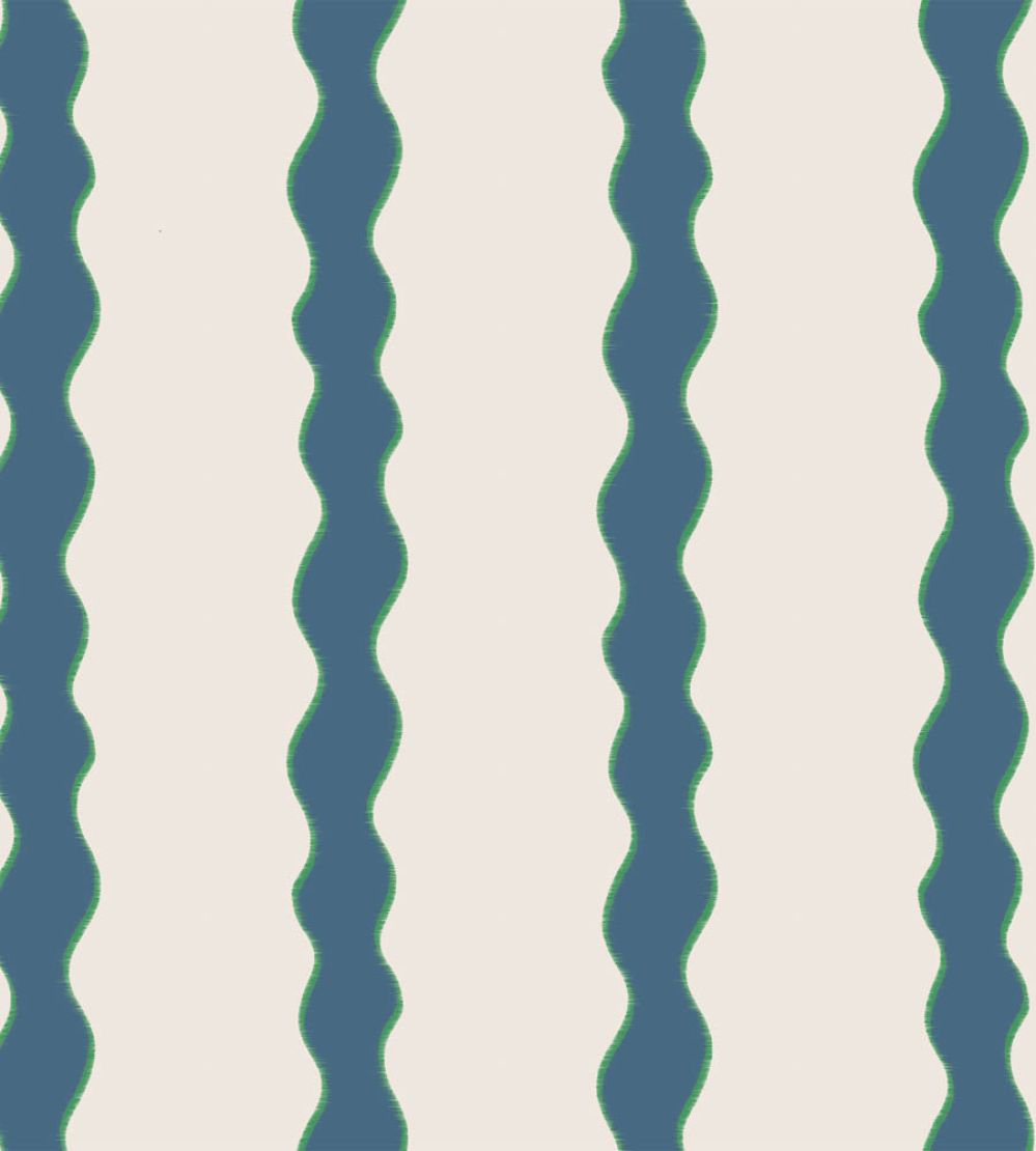 Scroll Stripe Fabric by Parker & Jules Day Blue