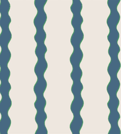 Scroll Stripe Fabric by Parker & Jules Day Blue