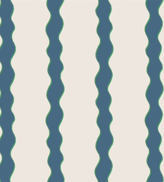 Scroll Stripe Fabric by Parker & Jules Day Blue