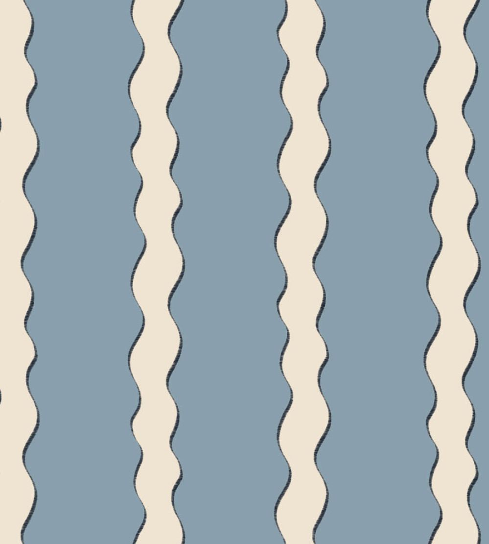 Scroll Stripe Fabric by Parker & Jules Sky