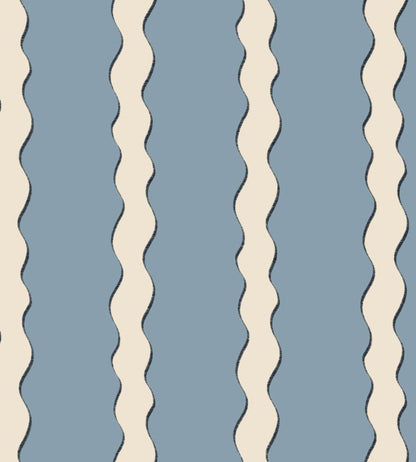 Scroll Stripe Fabric by Parker & Jules Sky