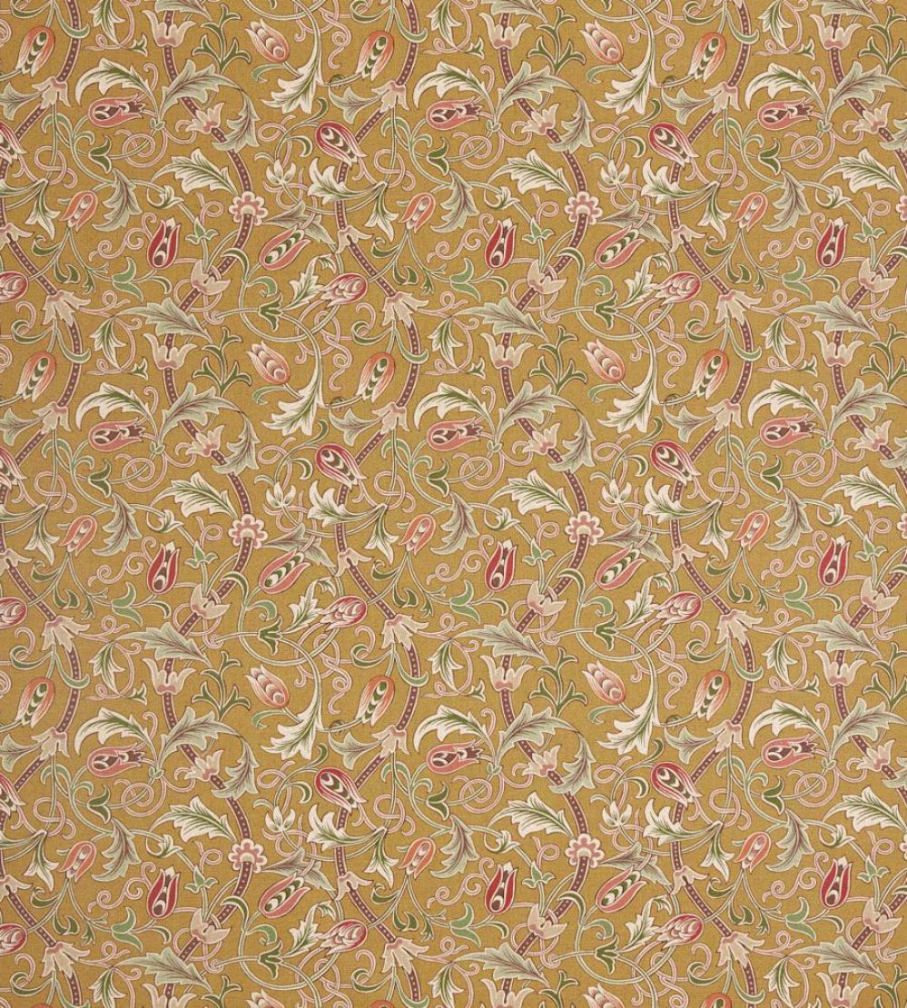 Scrolling Tulip Fabric by Morris & Co Gold