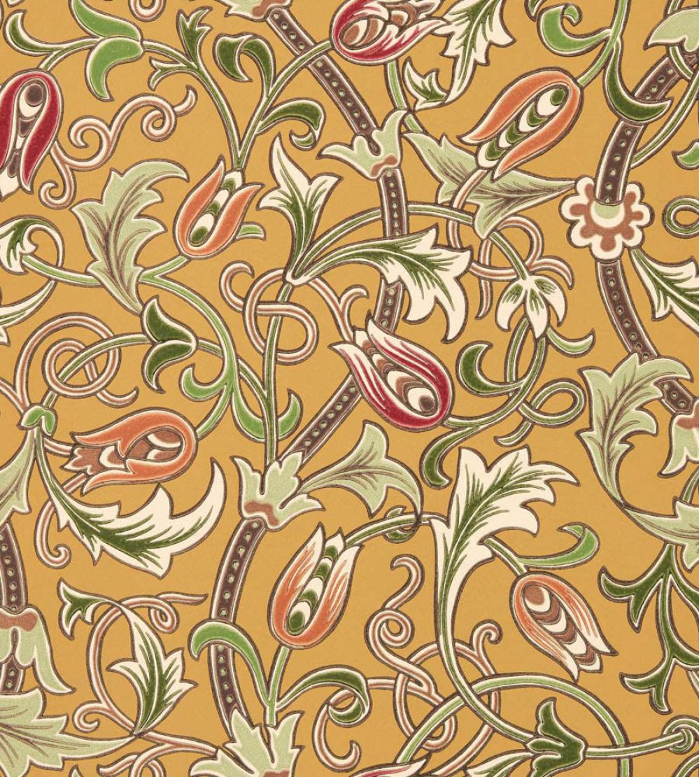 Scrolling Tulip Wallpaper by Morris & Co Gold