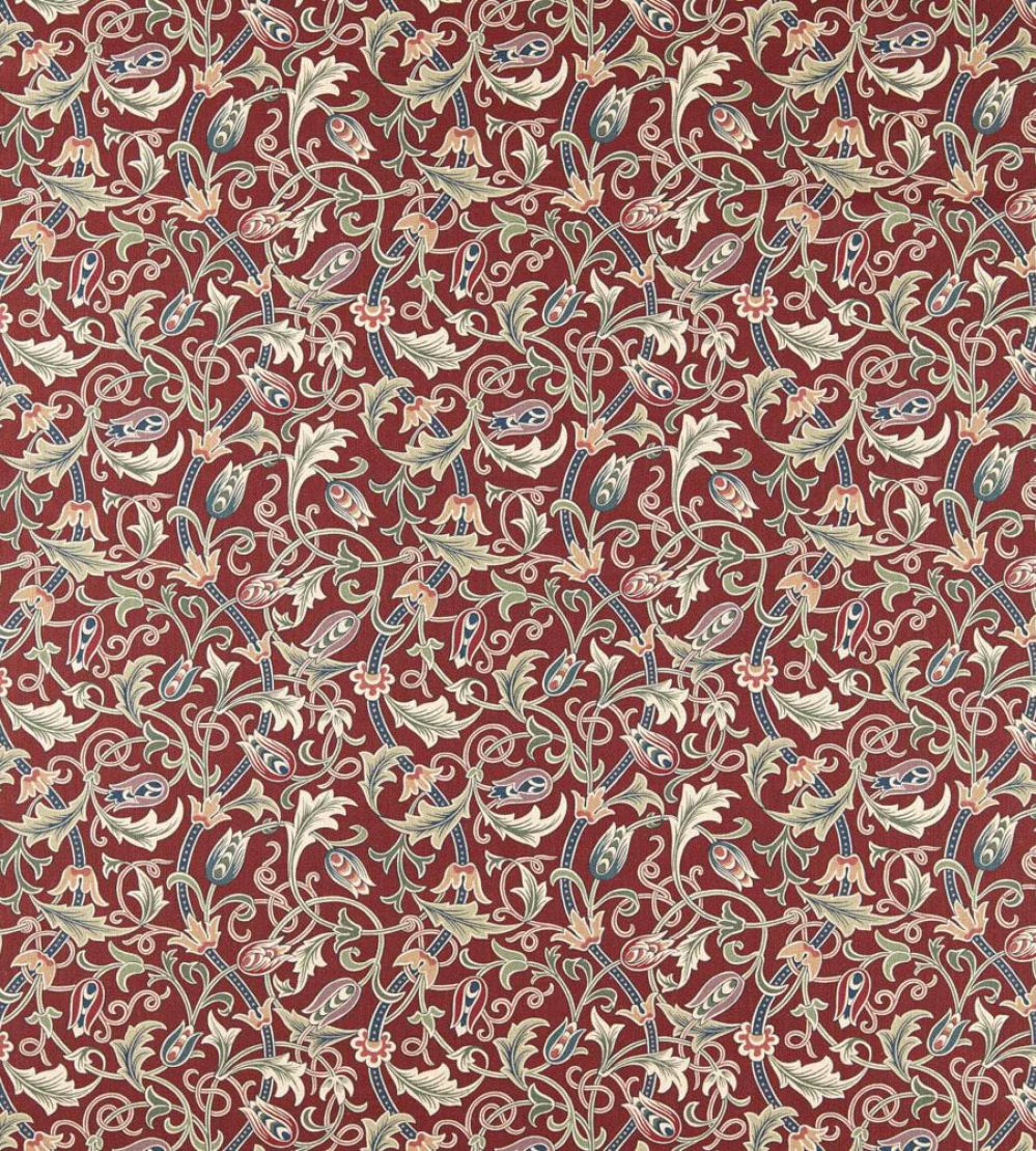 Scrolling Tulip Fabric by Morris & Co Plum