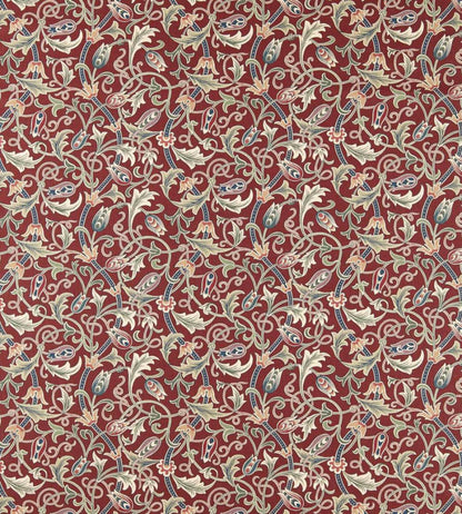Scrolling Tulip Fabric by Morris & Co Plum
