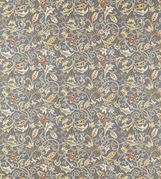 Scrolling Tulip Fabric by Morris & Co Slate/Apricot