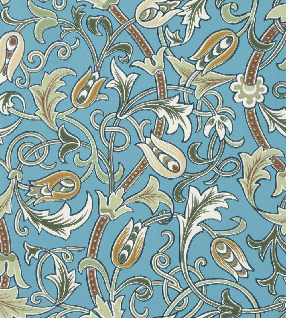 Scrolling Tulip Wallpaper by Morris & Co Woad/Thyme