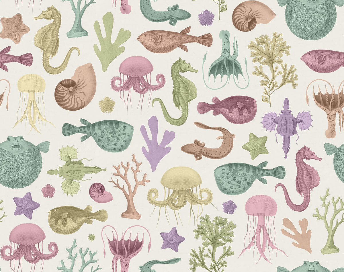 Sea Life Pastel mural by Rebel Walls