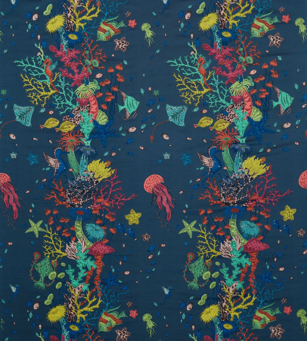Seaforest Jacquard Fabric by Clarke & Clarke Navy