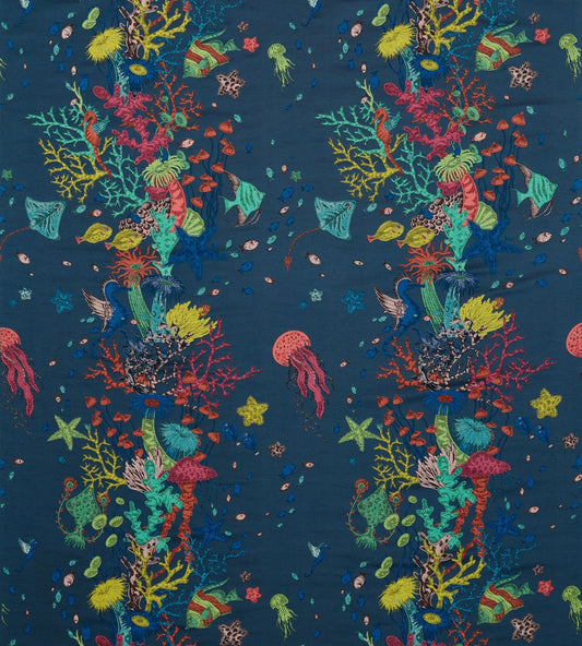 Seaforest Jacquard Fabric by Clarke & Clarke Navy