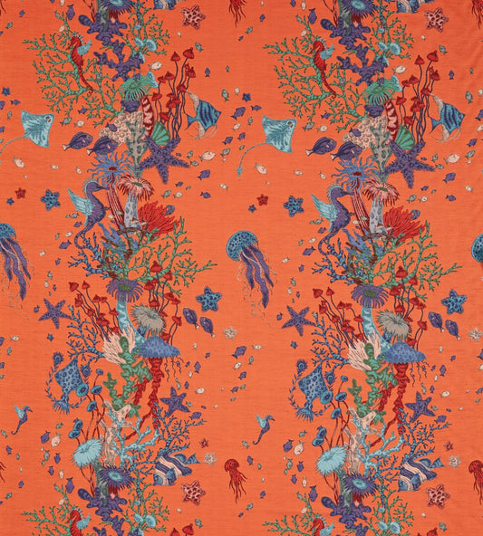 Seaforest Jacquard Fabric by Clarke & Clarke Peach