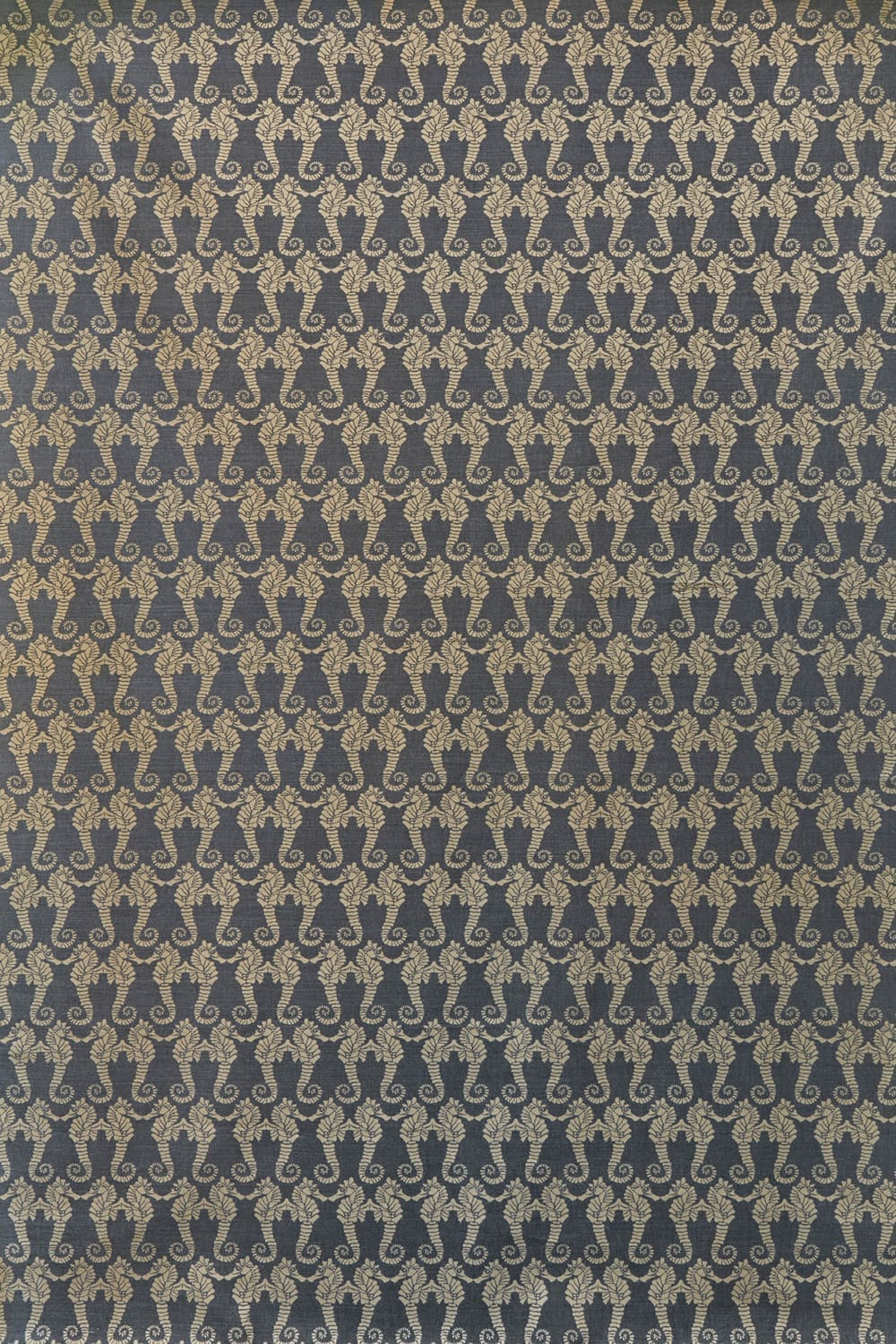 Seahorse Fabric by Barneby Gates Gold on Charcoal