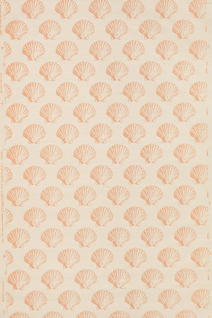Seashells on Grasscloth Salmon on Cream wallpaper by China Seas