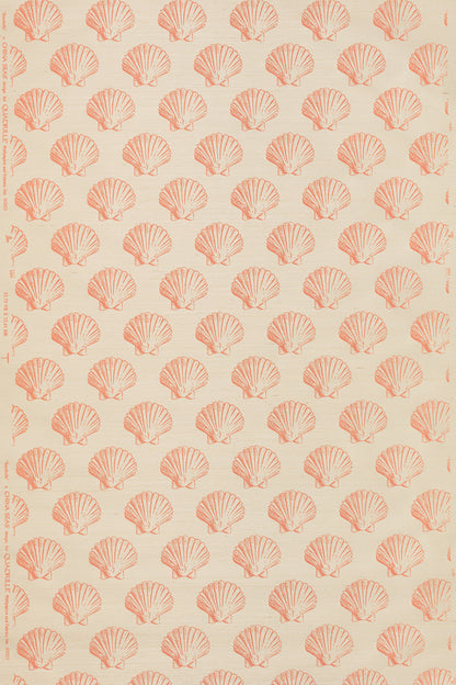 Seashells on Grasscloth Flamingo on Cream wallpaper by China Seas