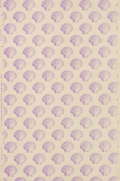 Seashells on Grasscloth Purple on Cream wallpaper by China Seas