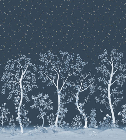 Seasonal Woods Mural by Cole & Son Midnight