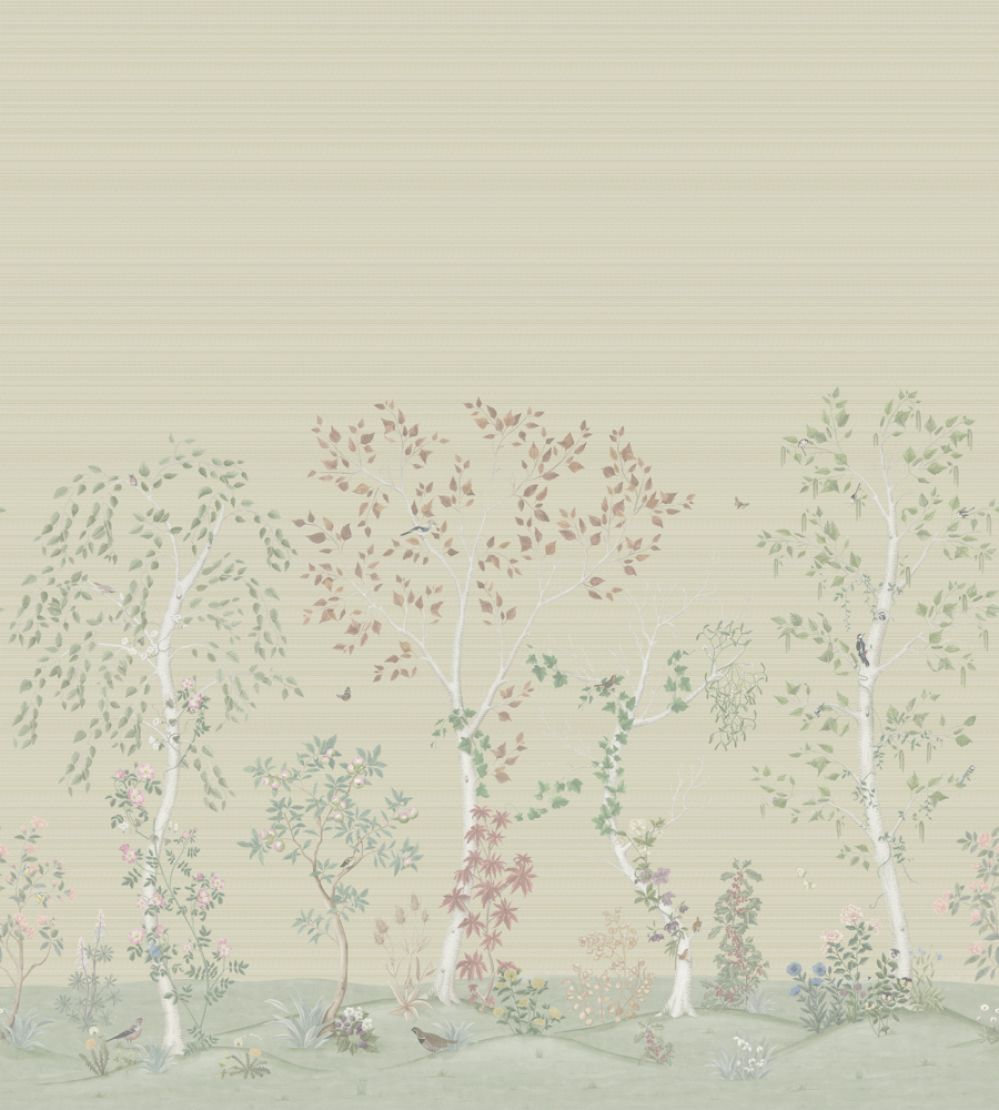 Seasonal Woods Grasscloth Mural by Cole & Son Oat Natural Grasscloth