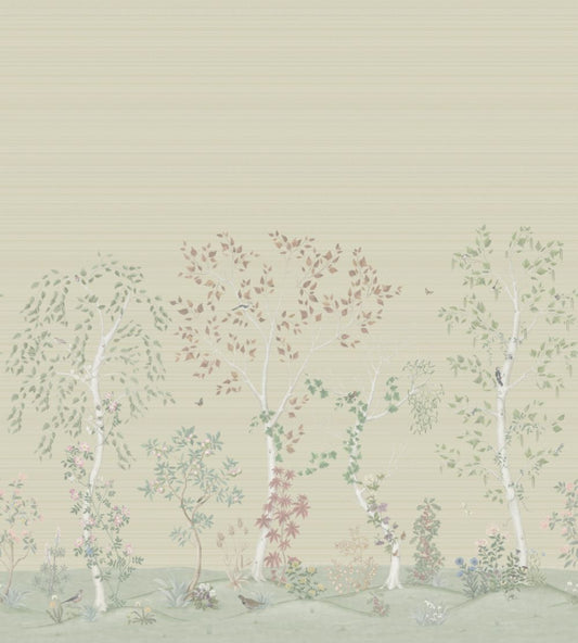 Seasonal Woods Grasscloth Mural by Cole & Son Oat Natural Grasscloth