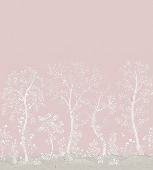 Seasonal Woods Mica Mural by Cole & Son Rose Quartz Pearl