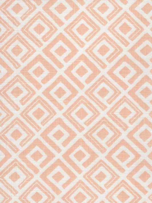Semaphore Powder Peach on White Linen fabric by Alan Campbell