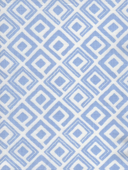 Semaphore Powder Blue on White Linen fabric by Alan Campbell