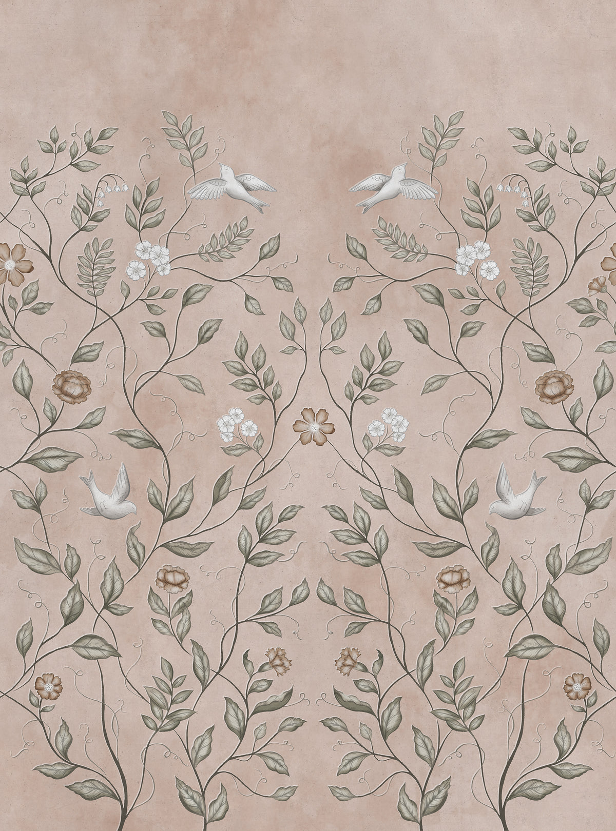 Serene Garden Rust mural by Rebel Walls