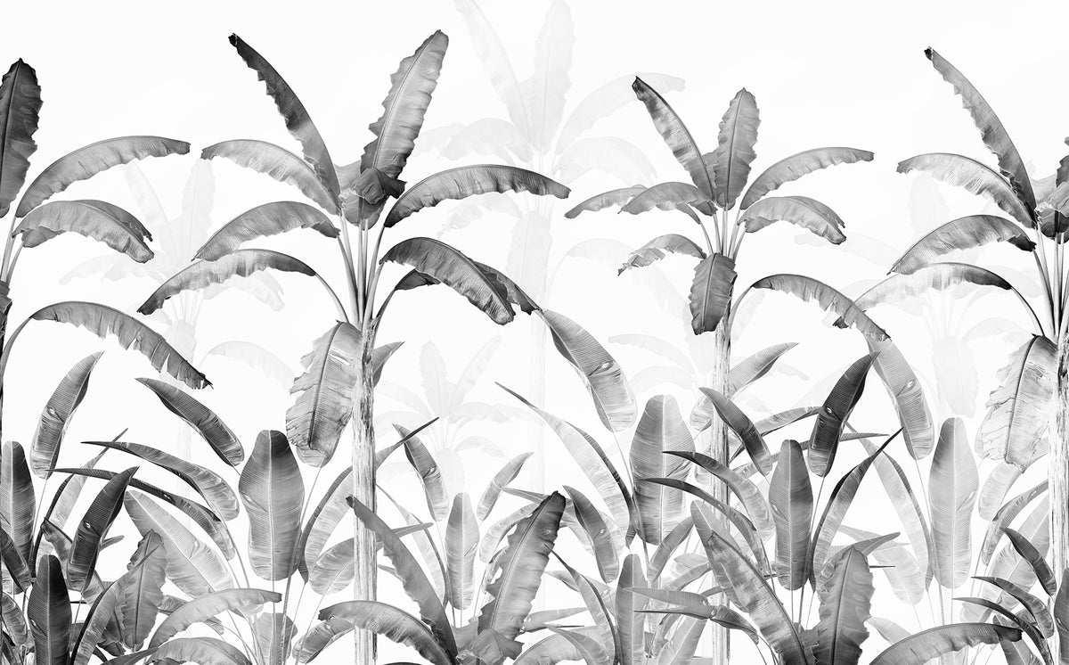 Serene Tropics Gray mural by Rebel Walls