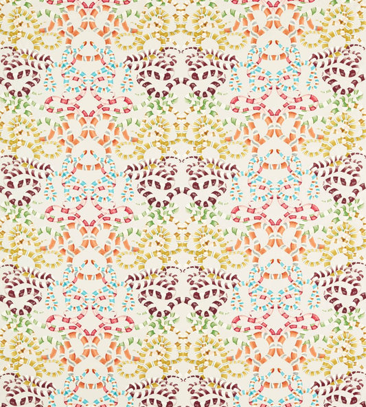 Serpenti Fabric by Harlequin Bleached Coral / Paprika / Positano / Azul