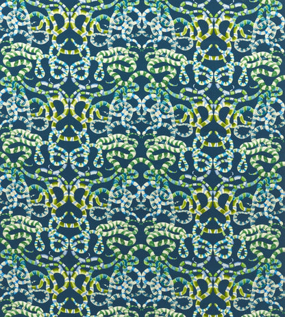 Serpenti Velvet Fabric by Harlequin Onsen / Emerald / Azul