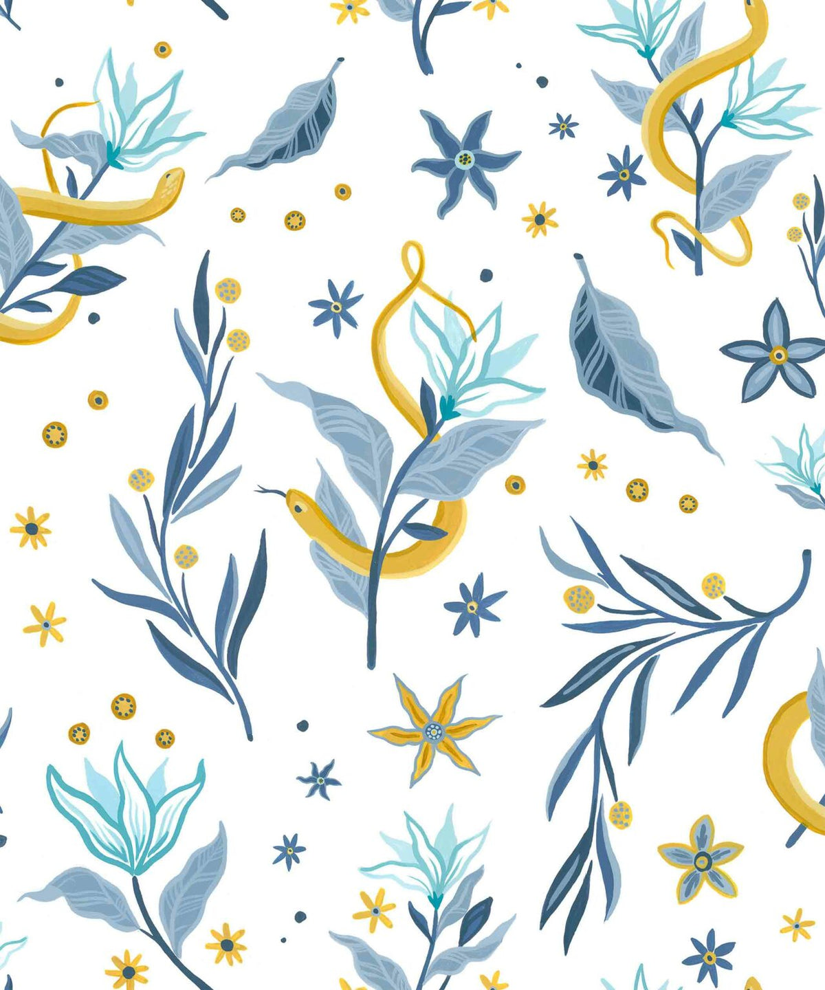 Serpientes y Flores wallpaper by Coordonné in Light, flat pattern view