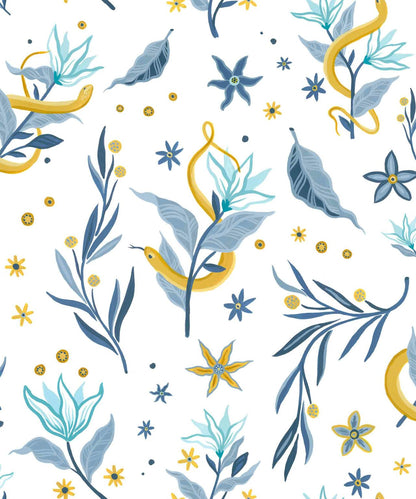 Serpientes y Flores wallpaper by Coordonné in Light, flat pattern view