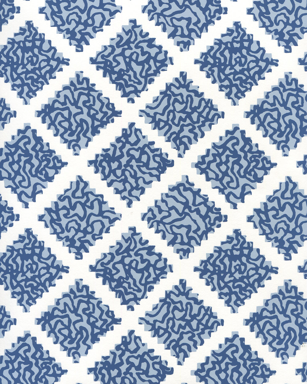Shanghai Navy Windsor Blue on White wallpaper by Quadrille