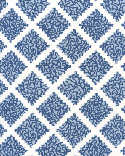 Shanghai Navy Windsor Blue on White wallpaper by Quadrille