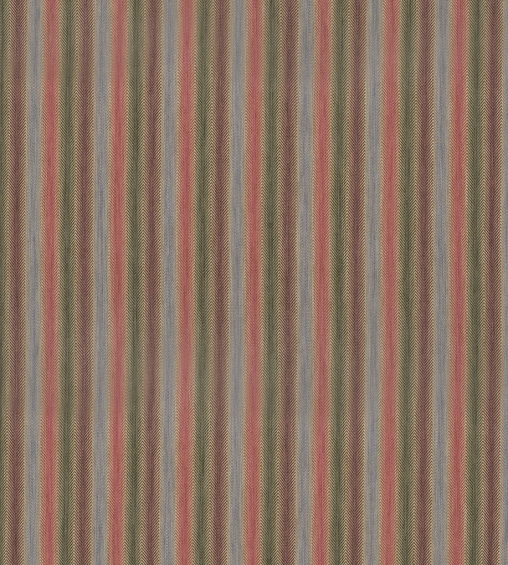 Shepton Stripe Fabric by Mulberry Home Plum/Green