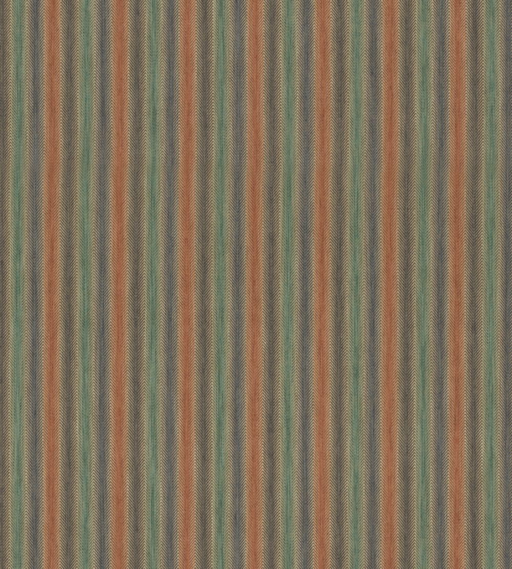 Shepton Stripe Fabric by Mulberry Home Teal/Spice