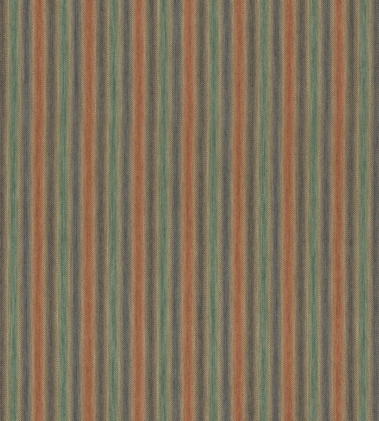 Shepton Stripe Fabric by Mulberry Home Teal/Spice