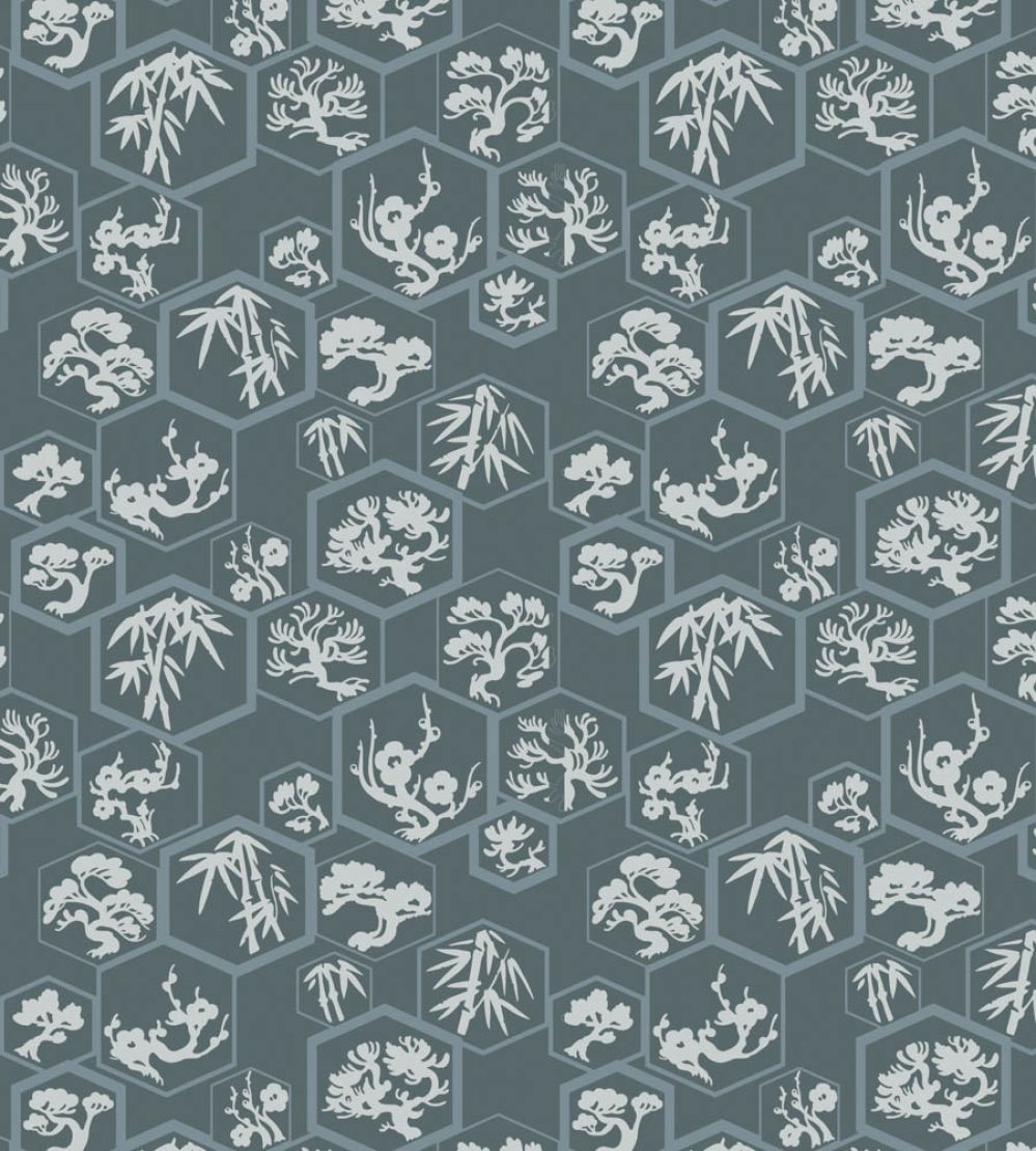 Shouchikubai Wallpaper by Farrow & Ball Inchyra Blue / Selvedge / Skylight